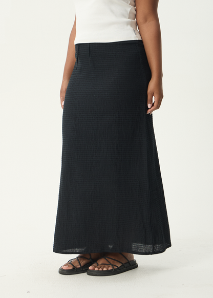 AFENDS Womens Frida - Seersucker Maxi Skirt - Black