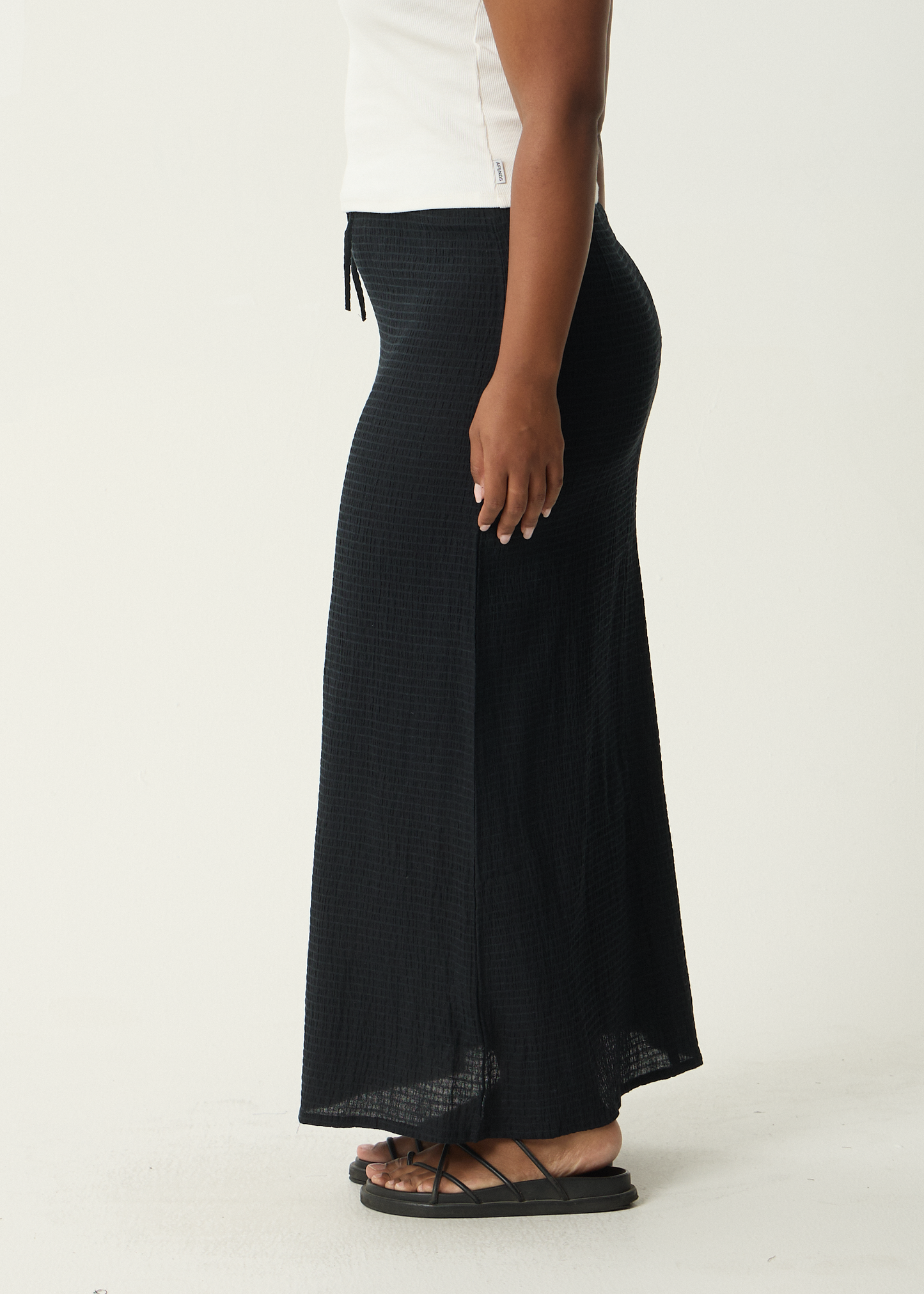 AFENDS Womens Frida - Seersucker Maxi Skirt - Black