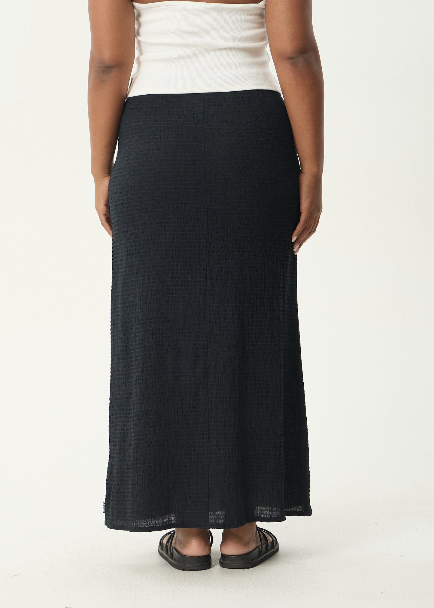 AFENDS Womens Frida - Seersucker Maxi Skirt - Black