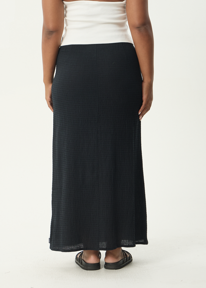 AFENDS Womens Frida - Seersucker Maxi Skirt - Black