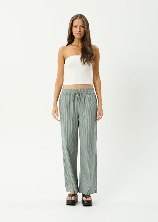 AFENDS Womens Pinned - Wide Leg Pant - Sycamore Stripe
