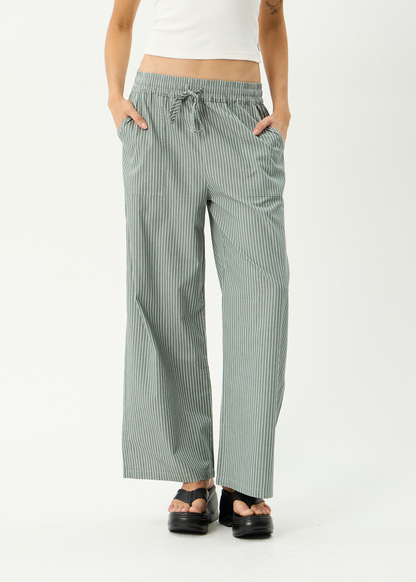 AFENDS Womens Pinned - Wide Leg Pant - Sycamore Stripe