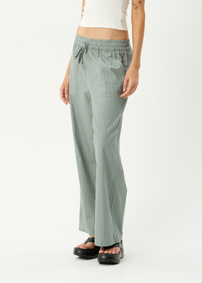 AFENDS Womens Pinned - Wide Leg Pant - Sycamore Stripe