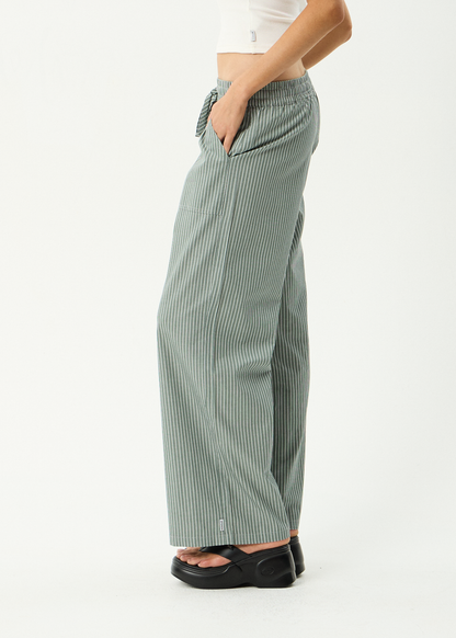 AFENDS Womens Pinned - Wide Leg Pant - Sycamore Stripe