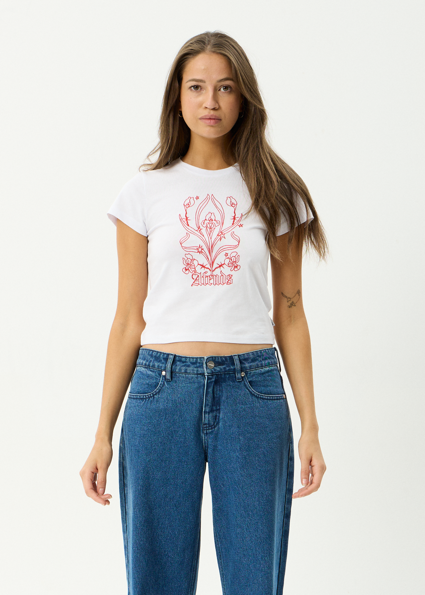 AFENDS Womens Good Nature - Baby Tee - White