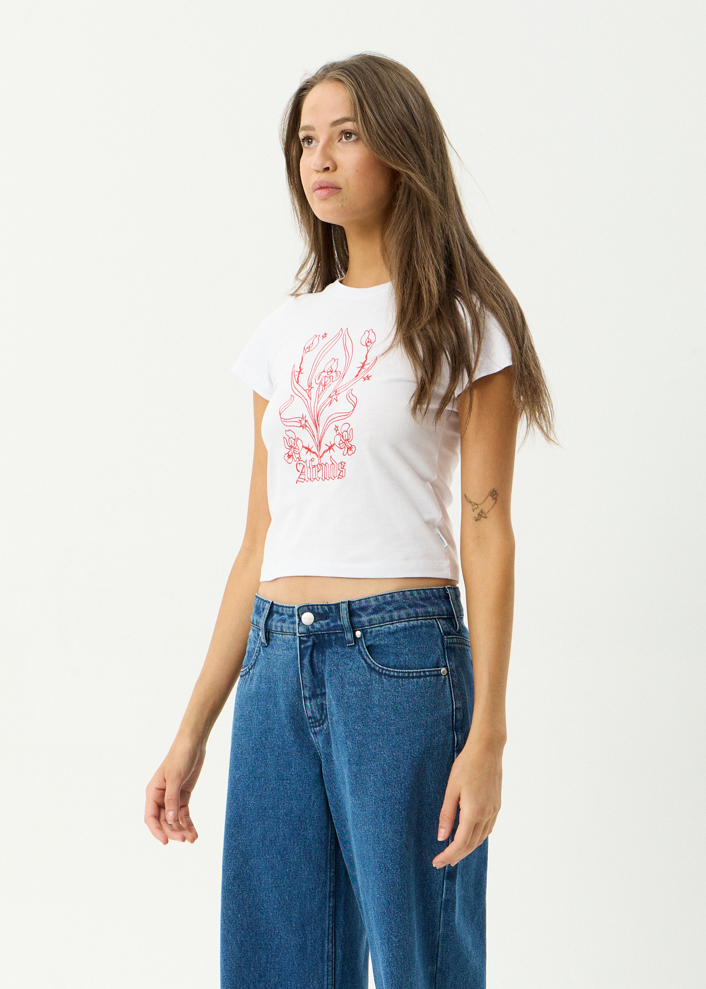 AFENDS Womens Good Nature - Baby Tee - White