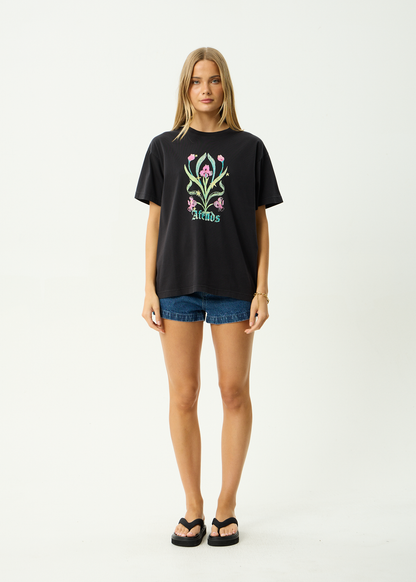 AFENDS Womens Good Nature - Oversized Tee - Stone Black
