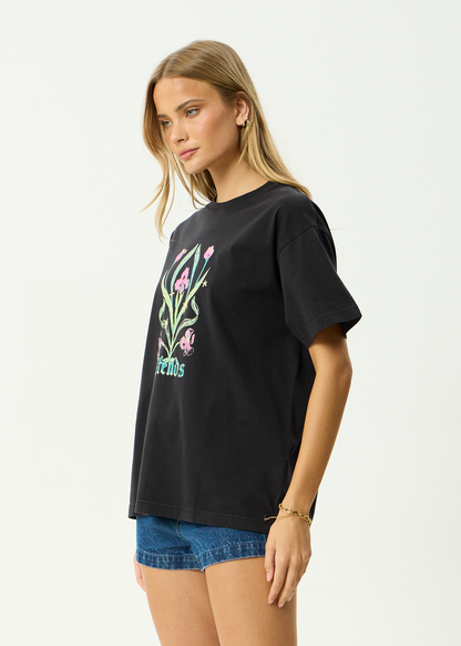 AFENDS Womens Good Nature - Oversized Tee - Stone Black