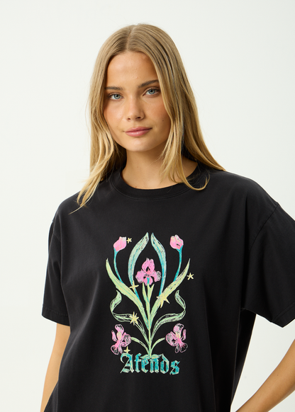 AFENDS Womens Good Nature - Oversized Tee - Stone Black
