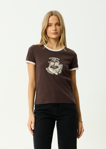 AFENDS Womens Wonders - Ringer Tee - Coffee