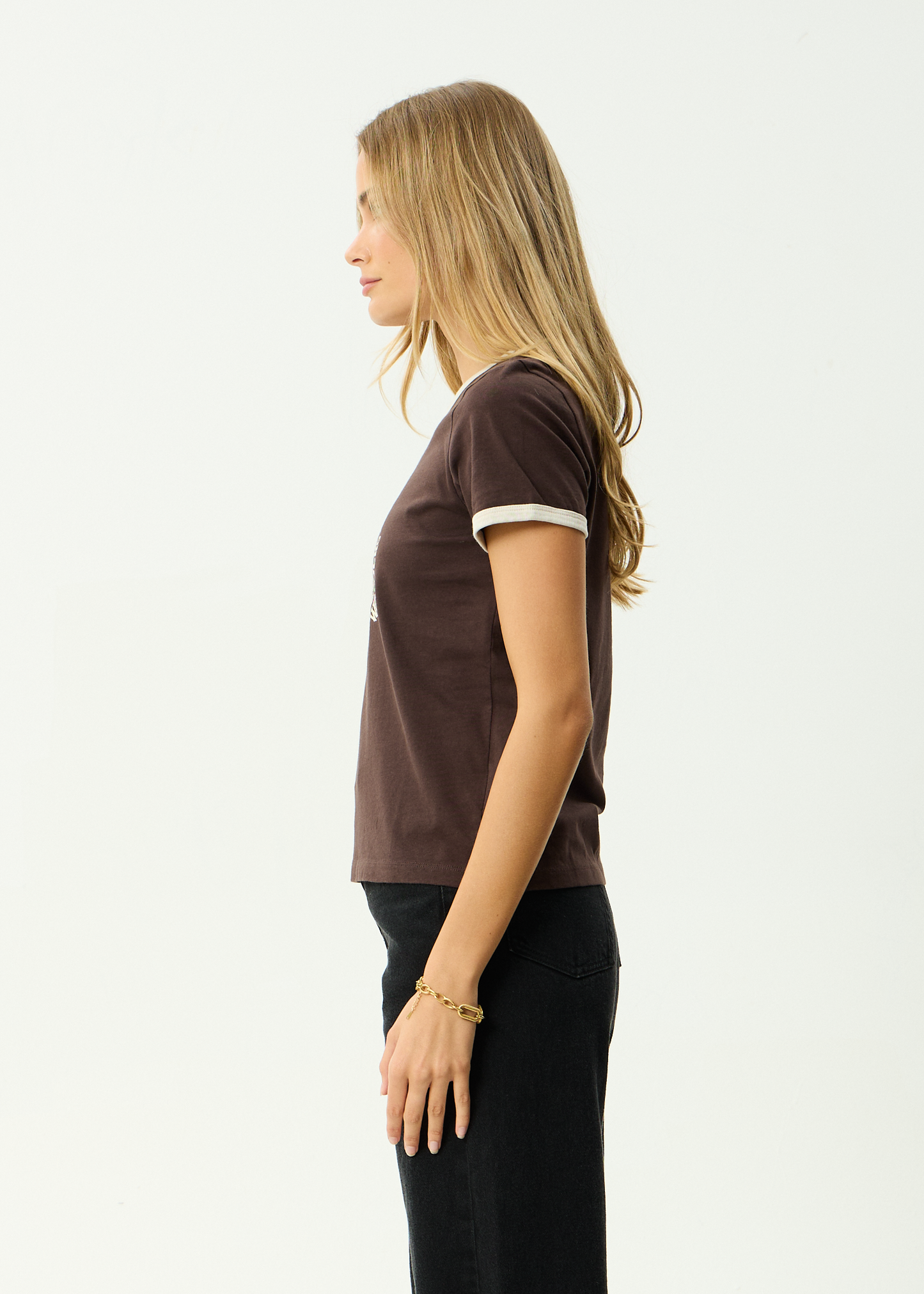 AFENDS Womens Wonders - Ringer Tee - Coffee