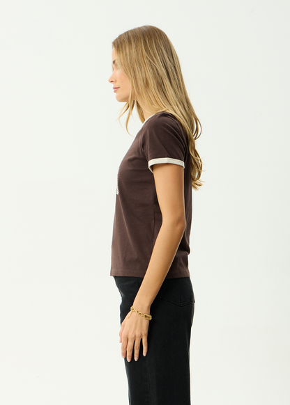 AFENDS Womens Wonders - Ringer Tee - Coffee