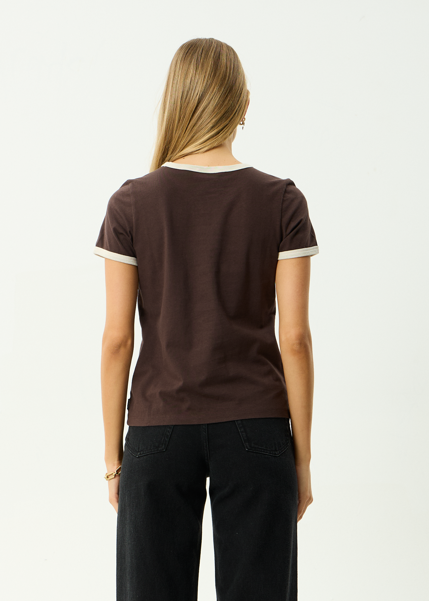 AFENDS Womens Wonders - Ringer Tee - Coffee