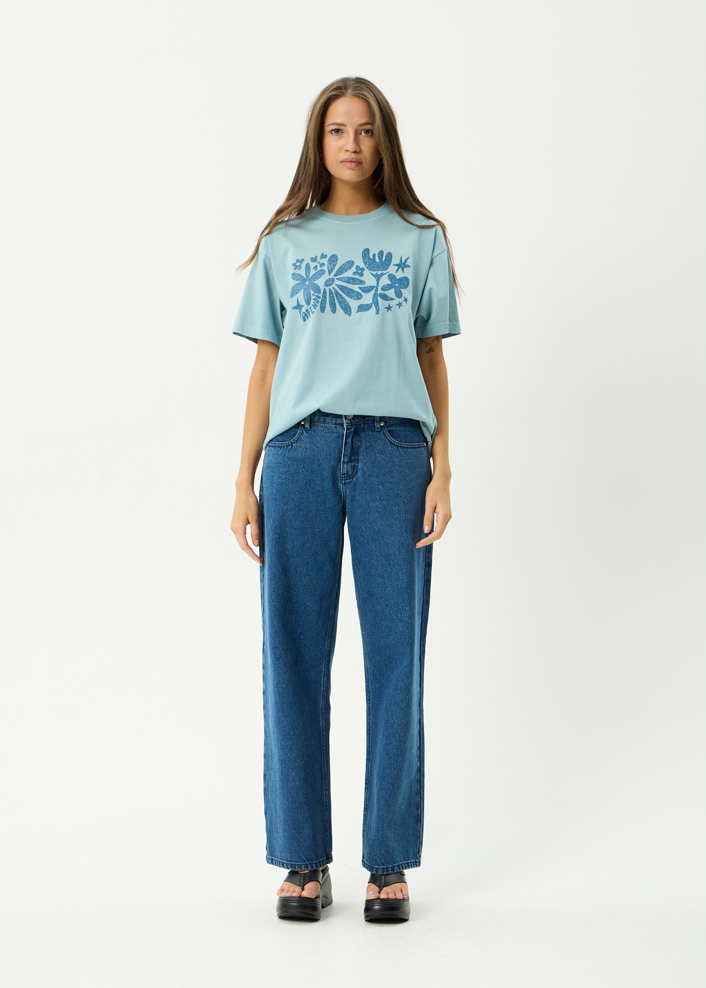 AFENDS Womens Garden Variety - Oversized Tee - Overcast
