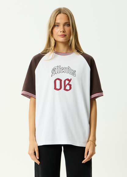 AFENDS Womens Dexter - Oversized Tee - Coffee / White