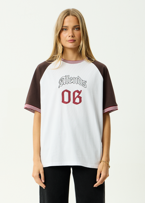 AFENDS Womens Dexter - Oversized Tee - Coffee / White