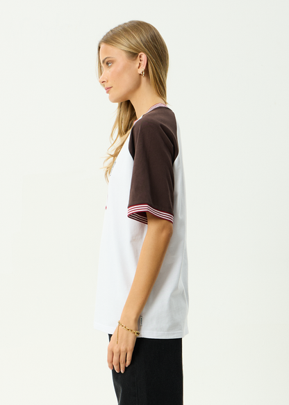 AFENDS Womens Dexter - Oversized Tee - Coffee / White