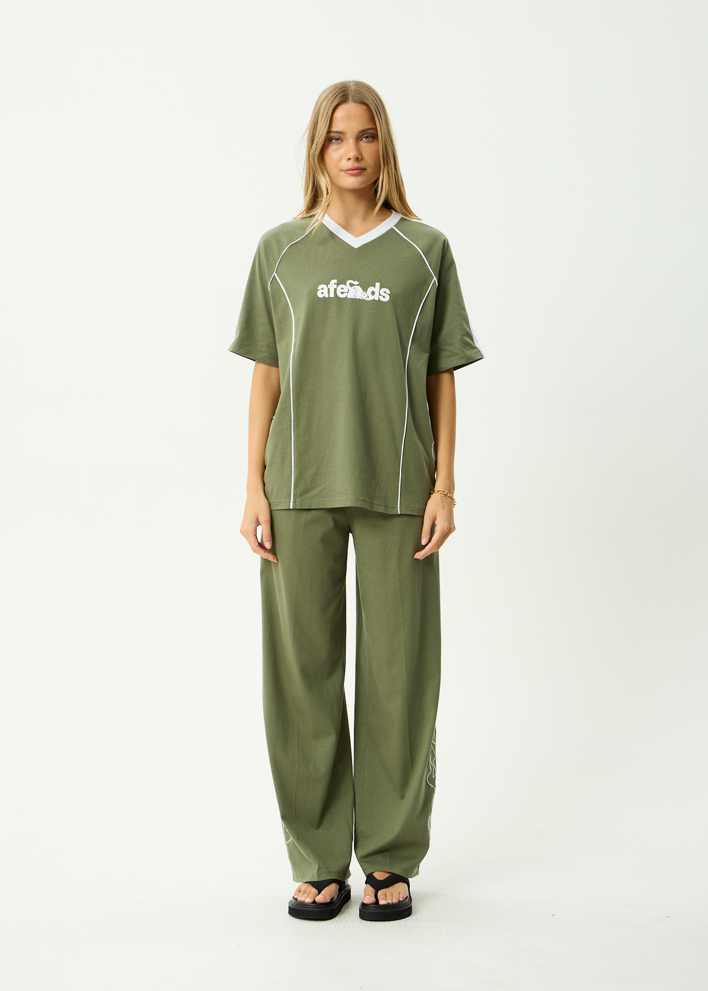 AFENDS Womens Dirts - Oversized Tee - Deep Olive