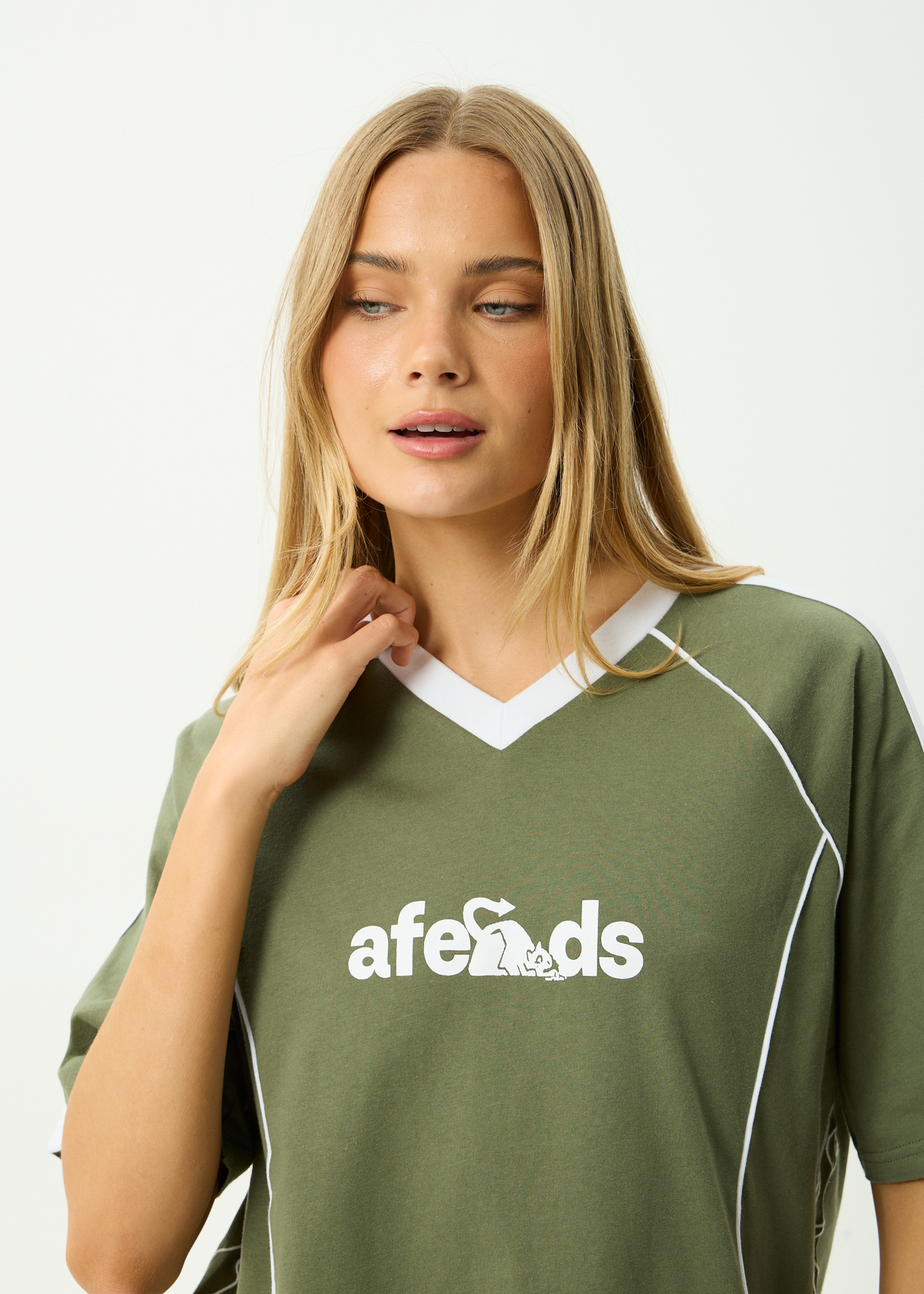 AFENDS Womens Dirts - Oversized Tee - Deep Olive