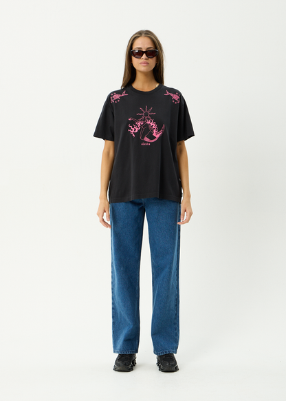 AFENDS Womens Sea Siren - Oversized Tee - Stone Black