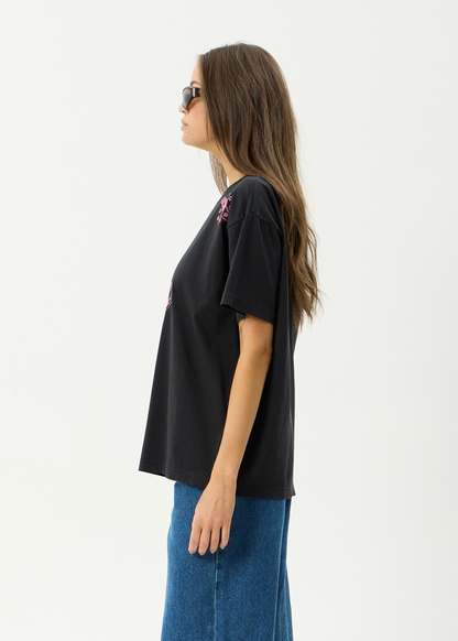 AFENDS Womens Sea Siren - Oversized Tee - Stone Black