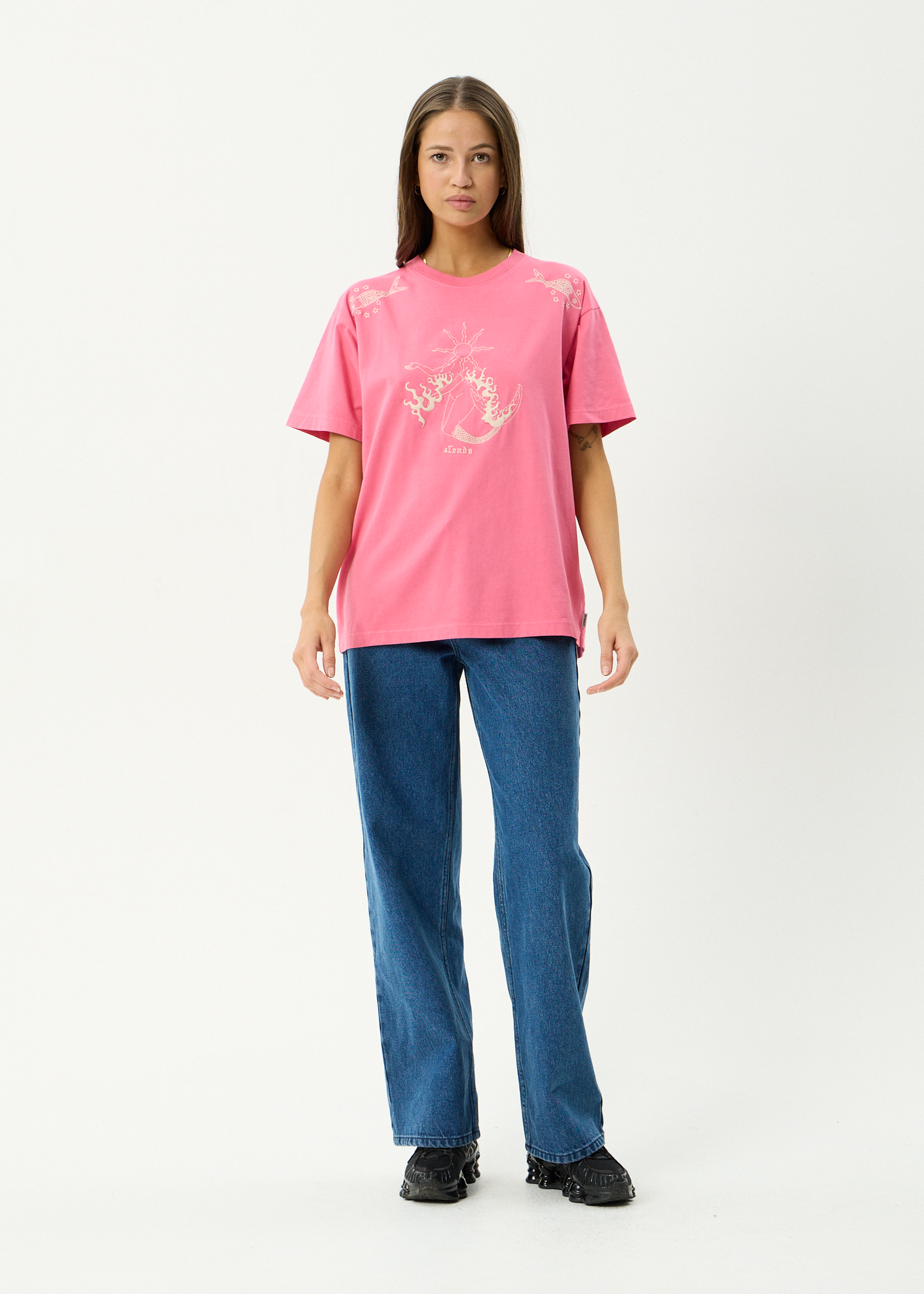 AFENDS Womens Sea Siren - Oversized Tee - Washed Raspberry