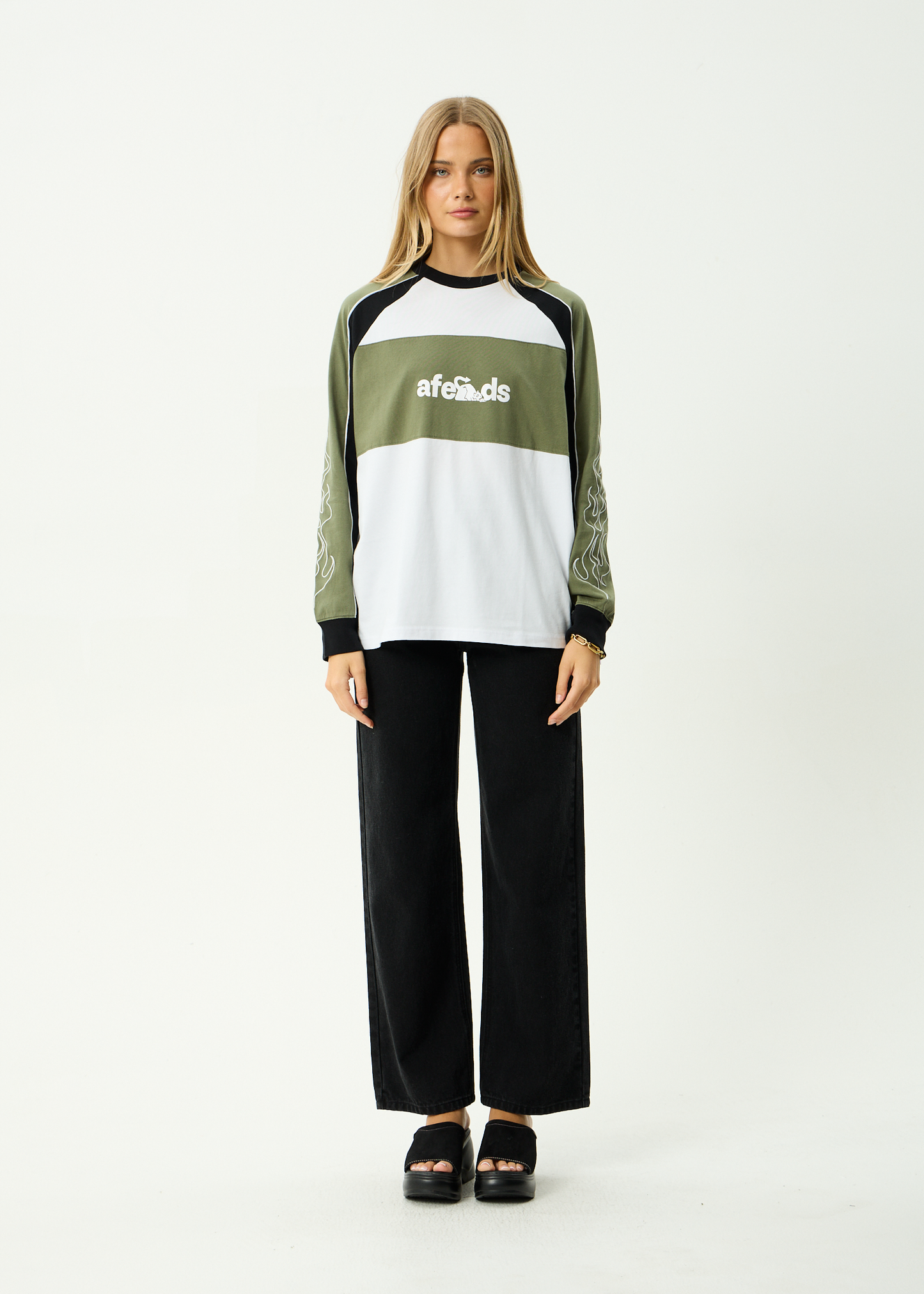 AFENDS Womens Dirts - Long Sleeve Tee - Deep Olive