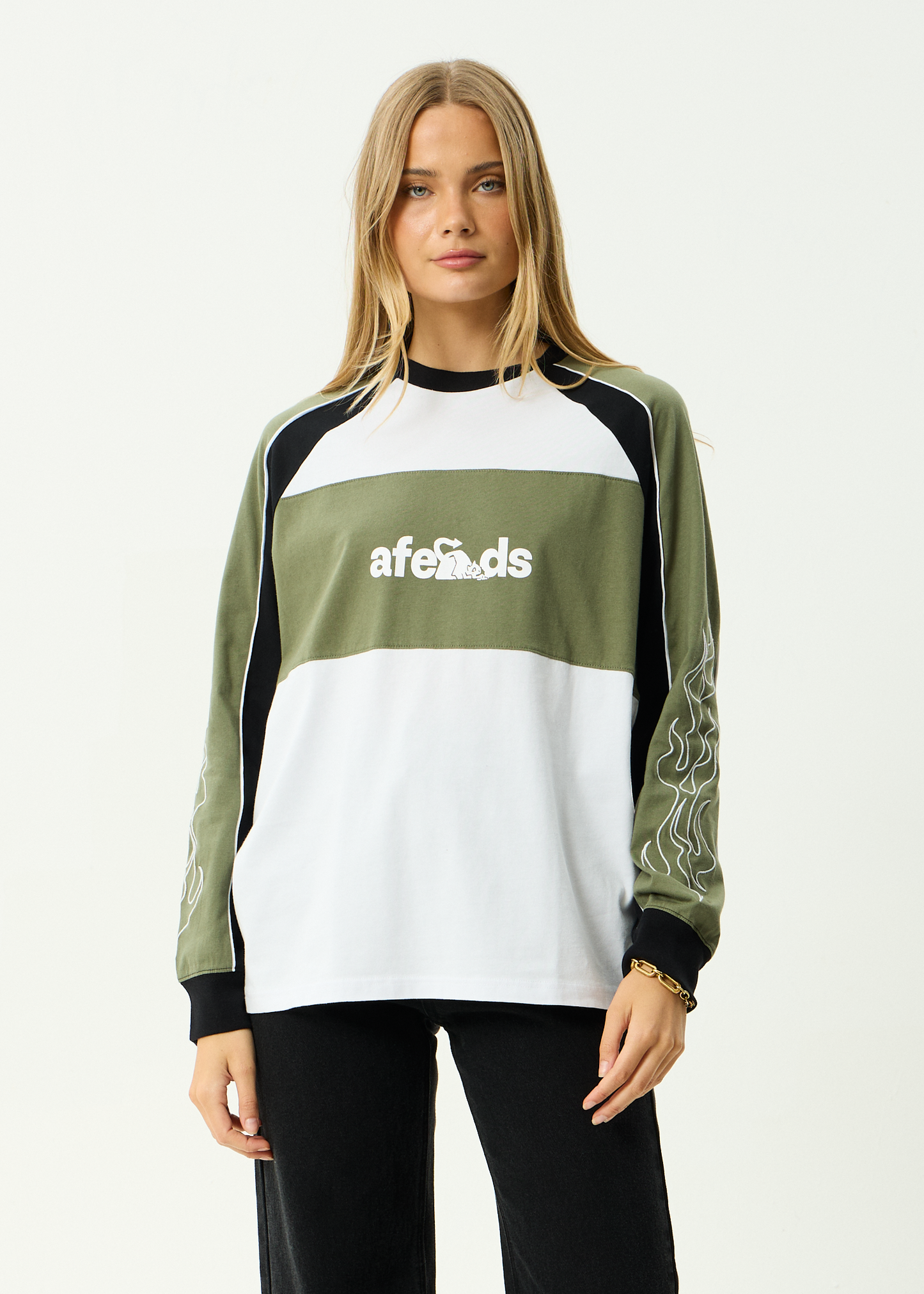 AFENDS Womens Dirts - Long Sleeve Tee - Deep Olive