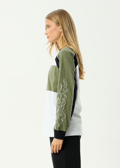 AFENDS Womens Dirts - Long Sleeve Tee - Deep Olive