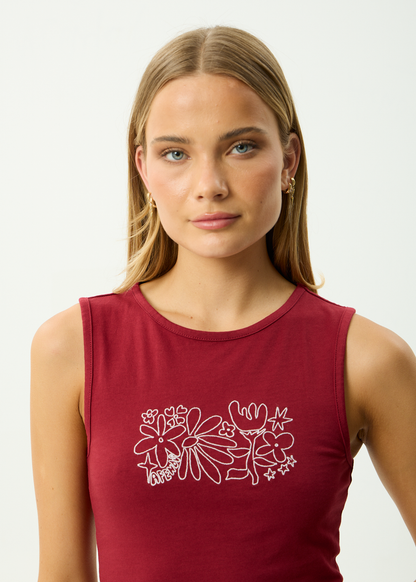 AFENDS Womens Garden Variety - Tank - Burgundy