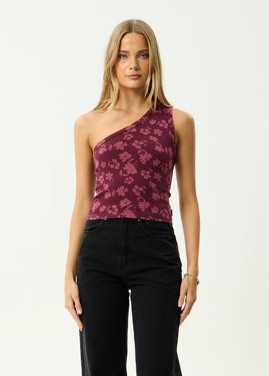 AFENDS Womens Marin - One Shoulder Top - Port