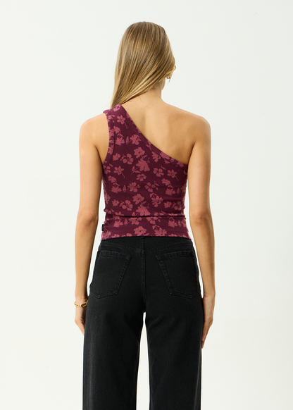 AFENDS Womens Marin - One Shoulder Top - Port