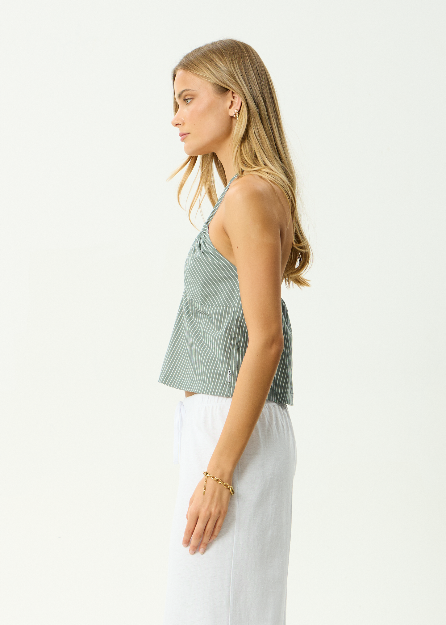 AFENDS Womens Pinned - Halter Top - Sycamore Stripe