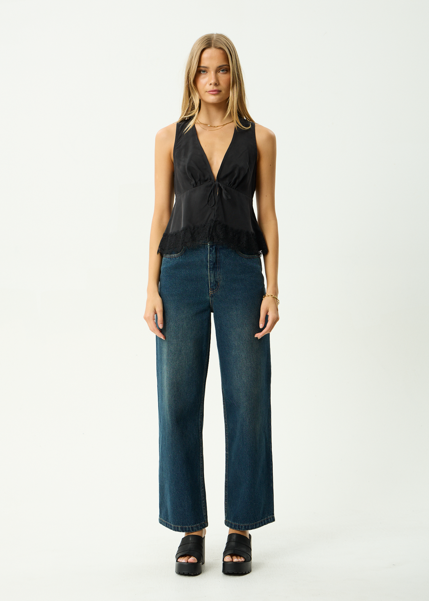 AFENDS Womens Sinclair - Cupro Tie Top - Black