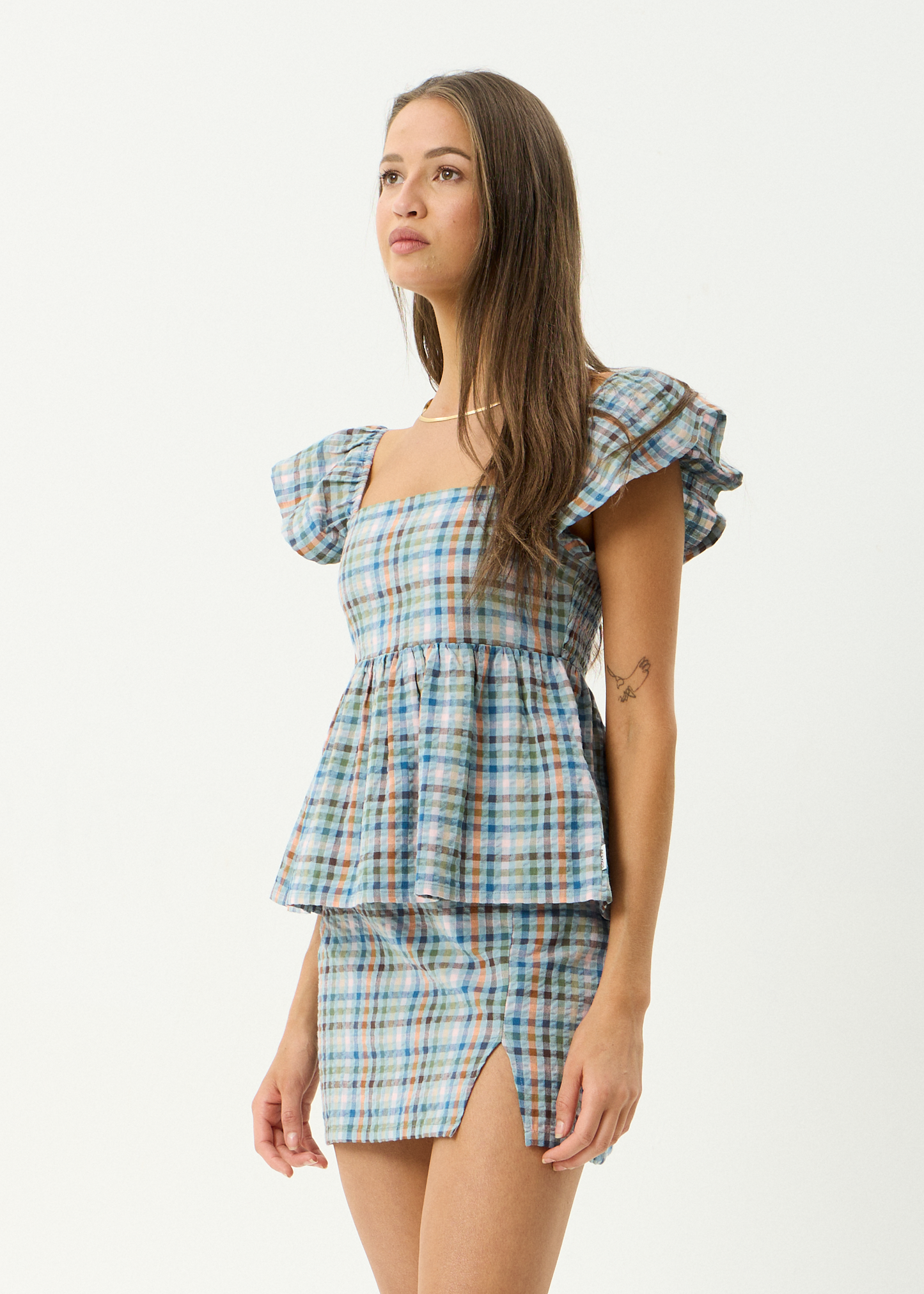 AFENDS Womens Amelie Check - Seersucker Top - Multi
