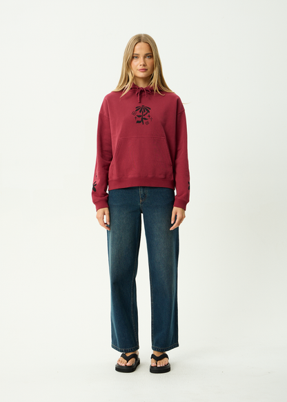 AFENDS Womens Garden Variety - Pull On Hood - Washed Burgundy