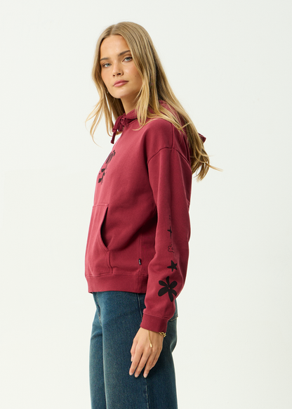 AFENDS Womens Garden Variety - Pull On Hood - Washed Burgundy
