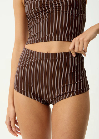 AFENDS Womens Ledger - Bikini Bottom - Coffee Stripe