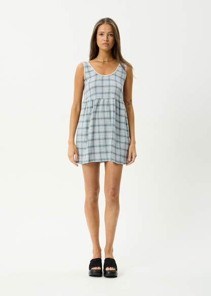 AFENDS Womens Jesse - Seersucker Mini Dress - Overcast Check