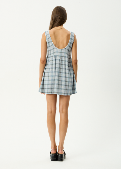 AFENDS Womens Jesse - Seersucker Mini Dress - Overcast Check