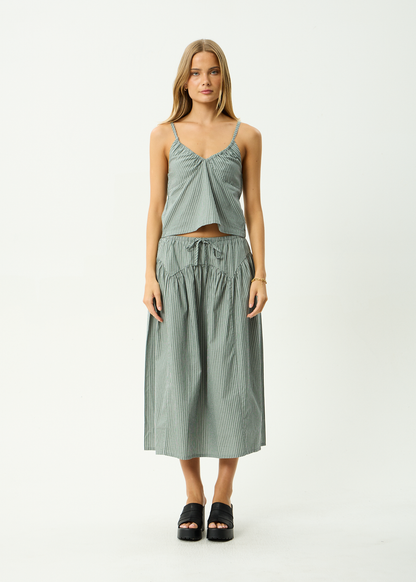 AFENDS Womens Pinned - Midi Skirt - Sycamore Stripe