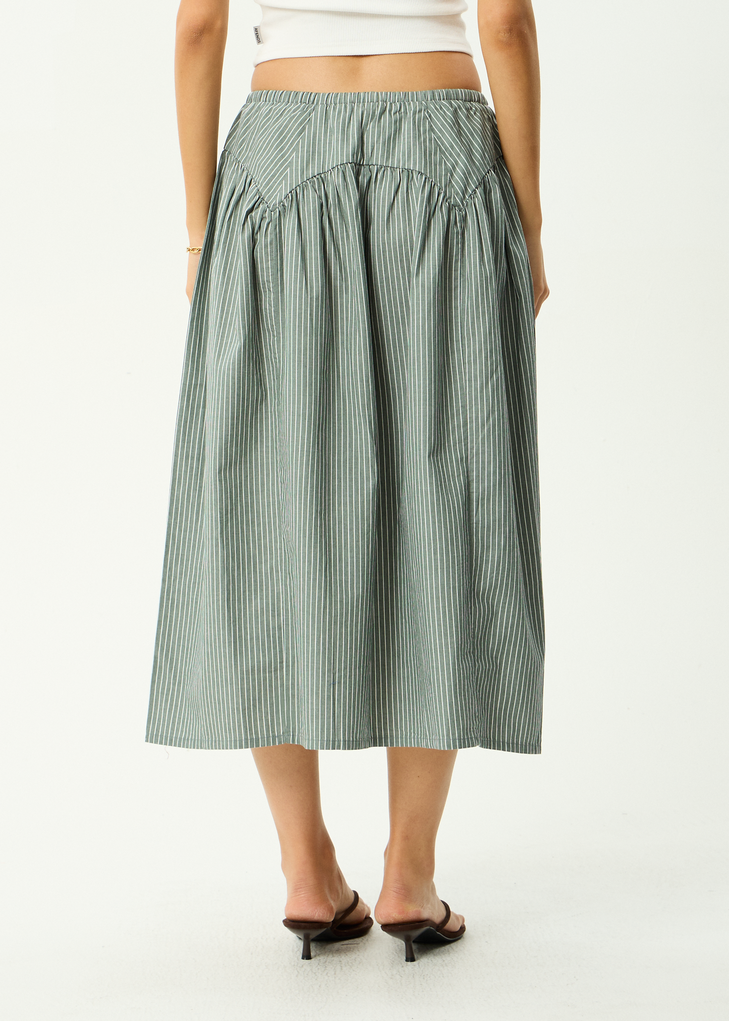 AFENDS Womens Pinned - Midi Skirt - Sycamore Stripe