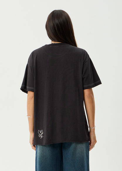 AFENDS Womens Rise - Oversized Tee - Stone Black