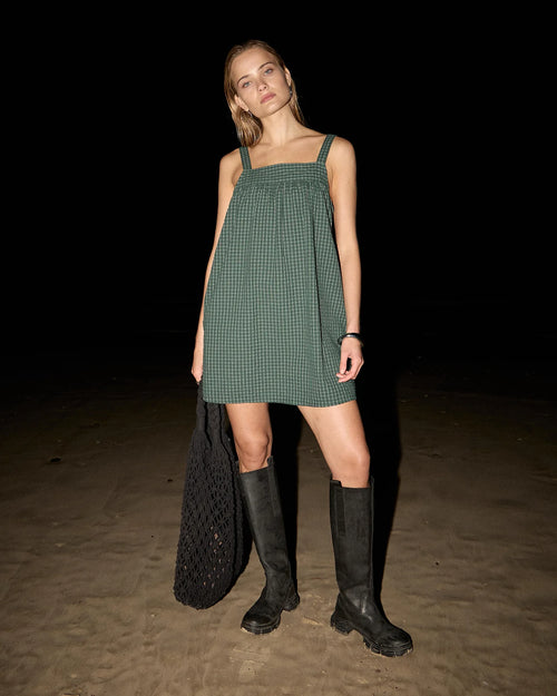 AFENDS Womens Inka - Mini Dress - Reverb Pine Check