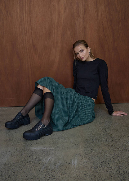 AFENDS Womens Marlow - Midi Skirt - Reverb Pine Check