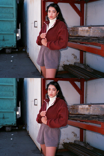 PF306 - Cropped Polar Fleece Half Zip Pullover