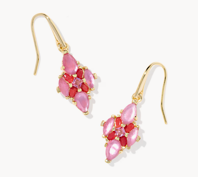 Abbie Crystal Drop Earring Pink Mix Gold