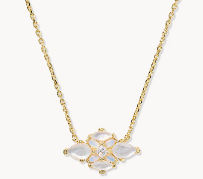 Abbie Crystal Pendant Necklace Neutral Mix Gold