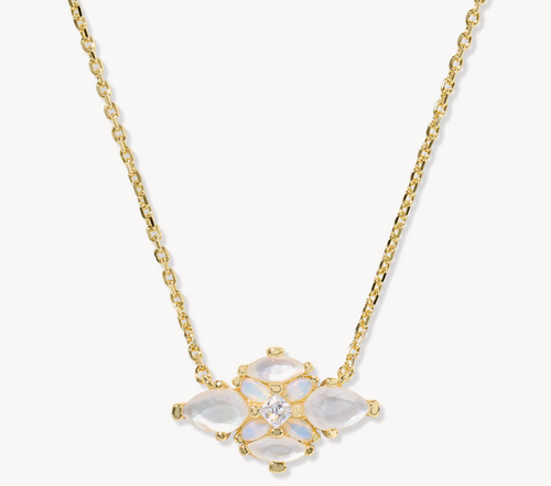 Abbie Crystal Pendant Necklace Neutral Mix Gold