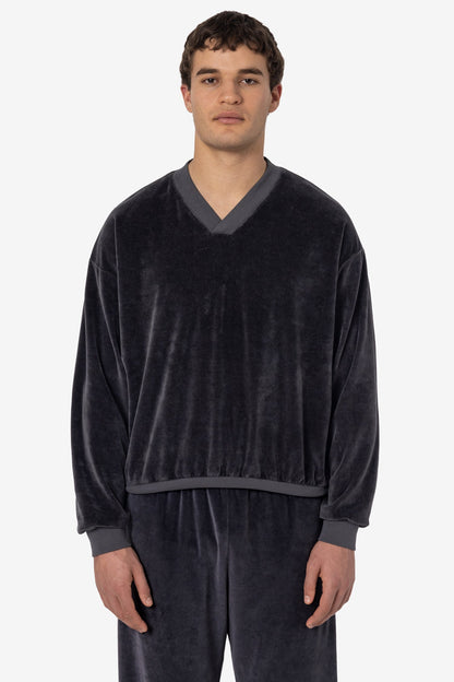 VLR56GD - Garment Dye Velour V-neck Sweatshirt
